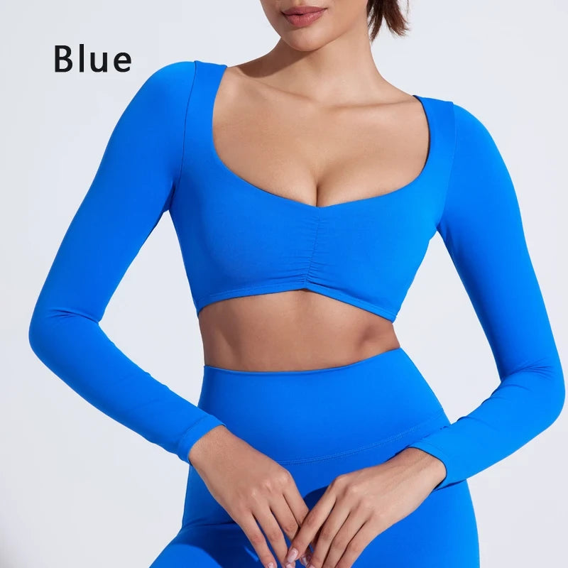 Nylon Pleated Yoga Top