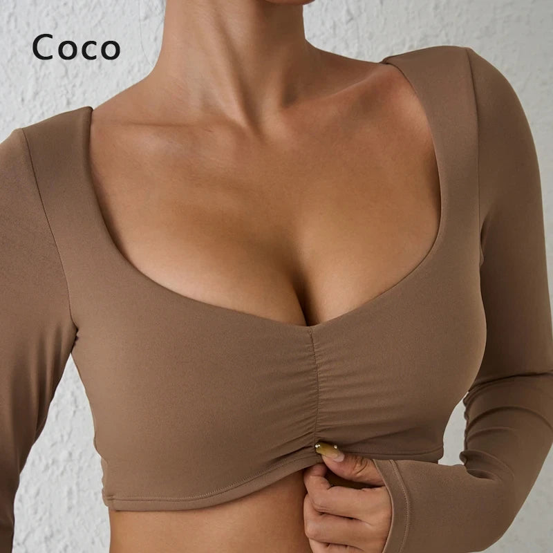 Nylon Pleated Yoga Top