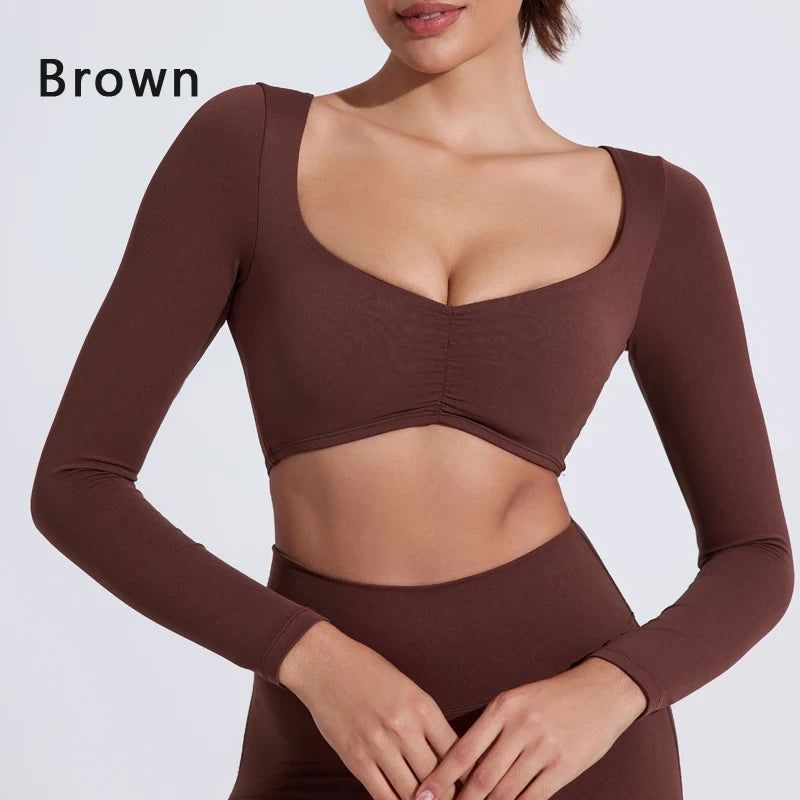 Nylon Pleated Yoga Top