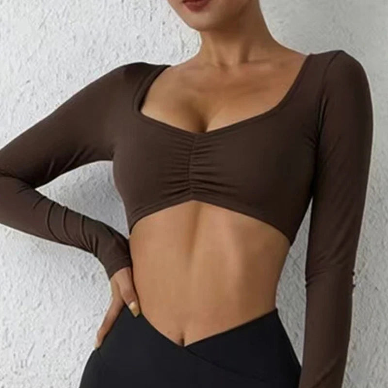 Nylon Pleated Yoga Top