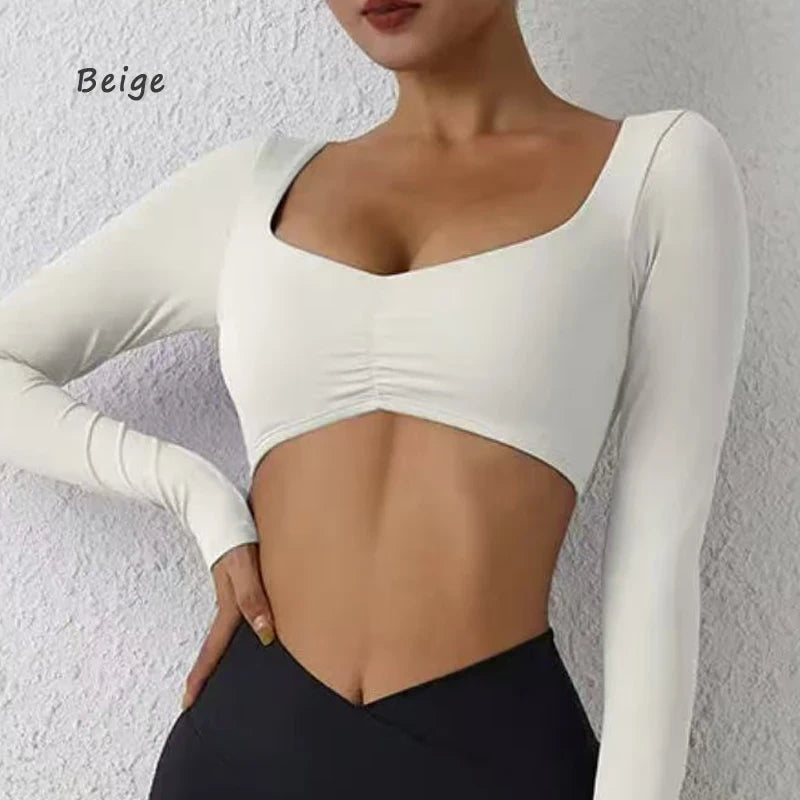 Nylon Pleated Yoga Top
