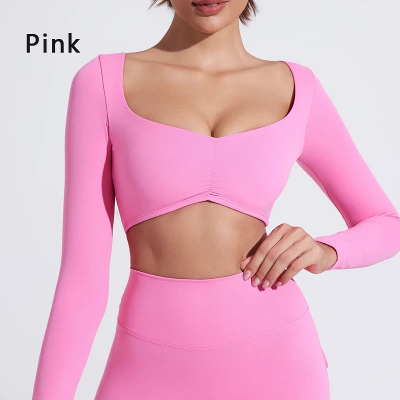 Nylon Pleated Yoga Top