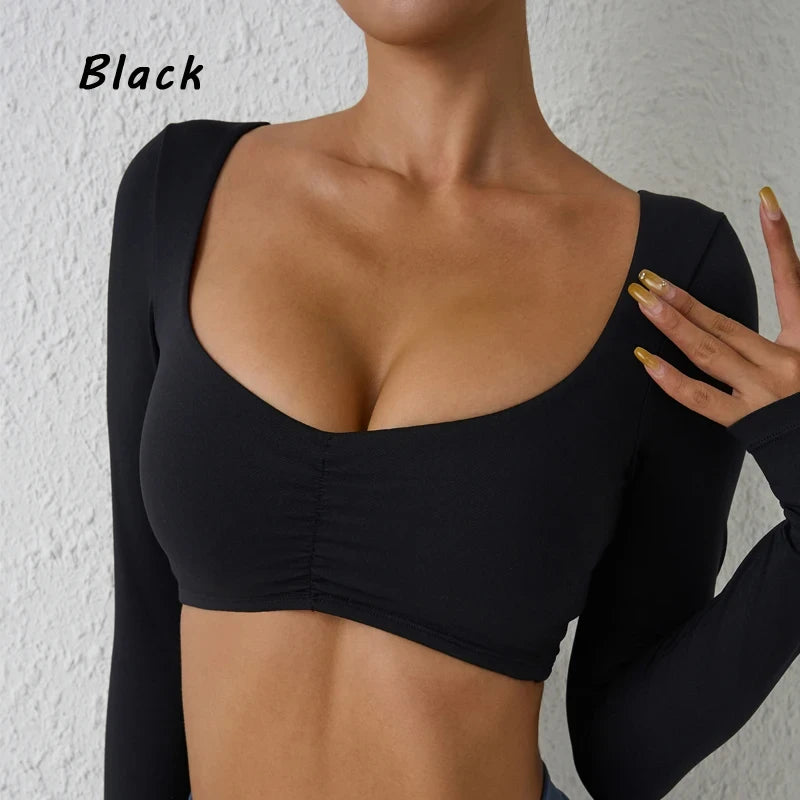 Nylon Pleated Yoga Top
